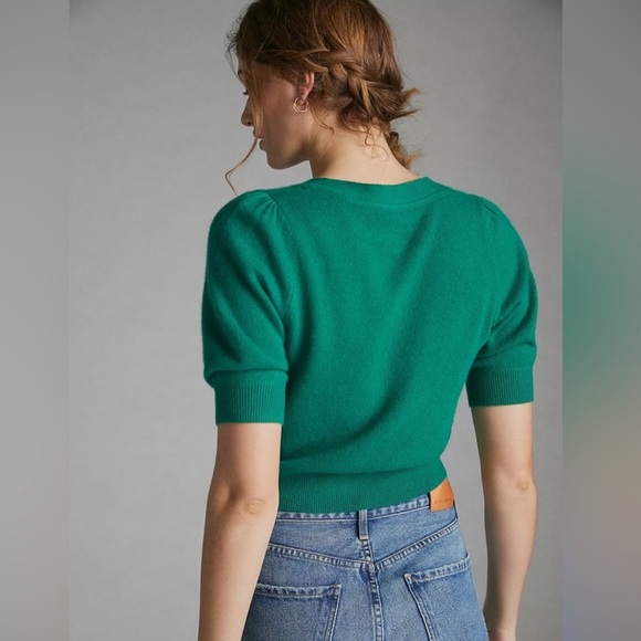 Anthropologie Maeve “Beth” green 100% cashmere button-up cardigan sweater -small - Picture 3 of 8